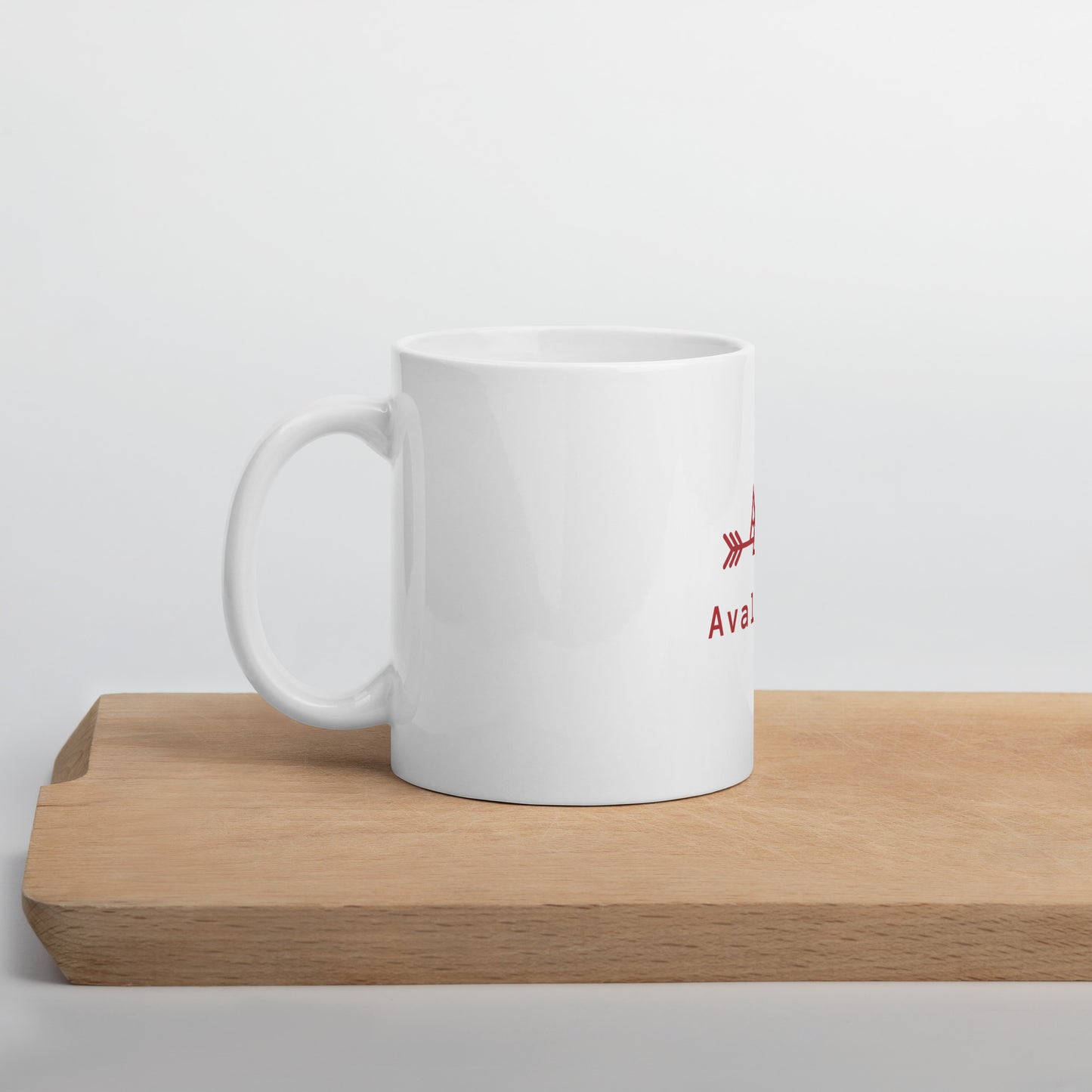 White Mug with a Central Red Avalanche Logo