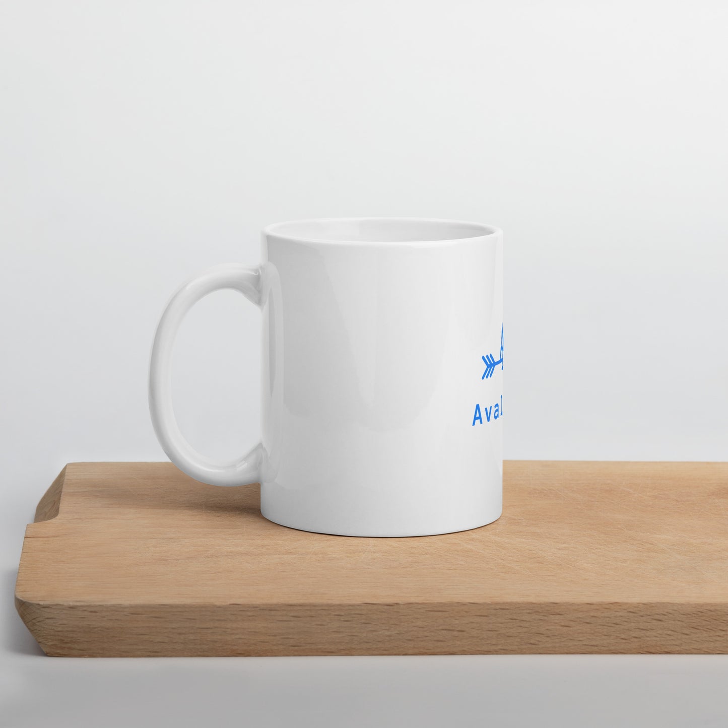 White Mug with a Central Blue Avalanche Logo