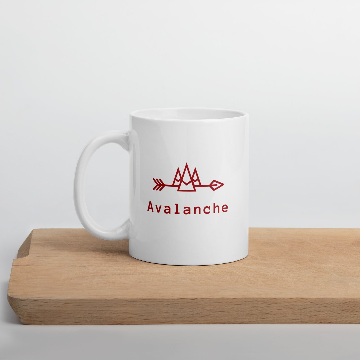 White Mug with Red Avalanche Logos