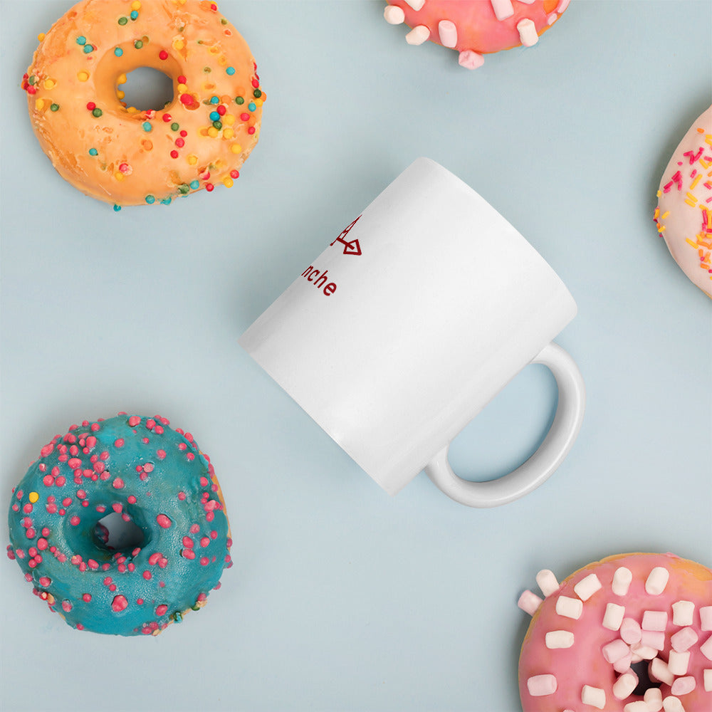 White Mug with a Central Red Avalanche Logo