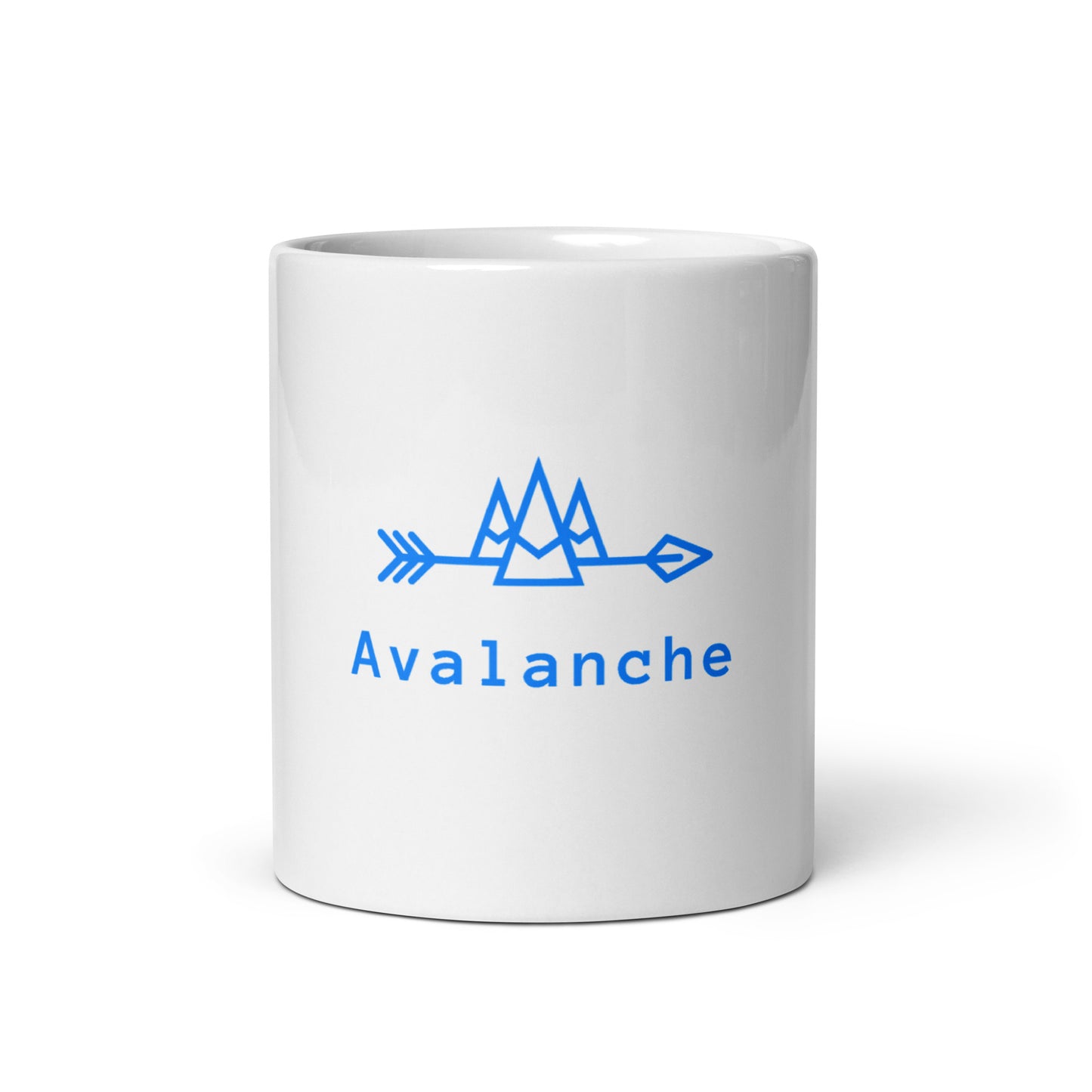 White Mug with a Central Blue Avalanche Logo