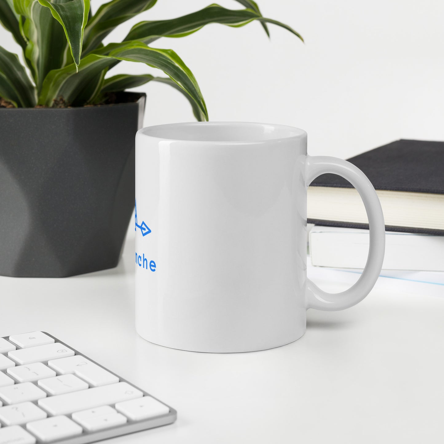 White Mug with a Central Blue Avalanche Logo