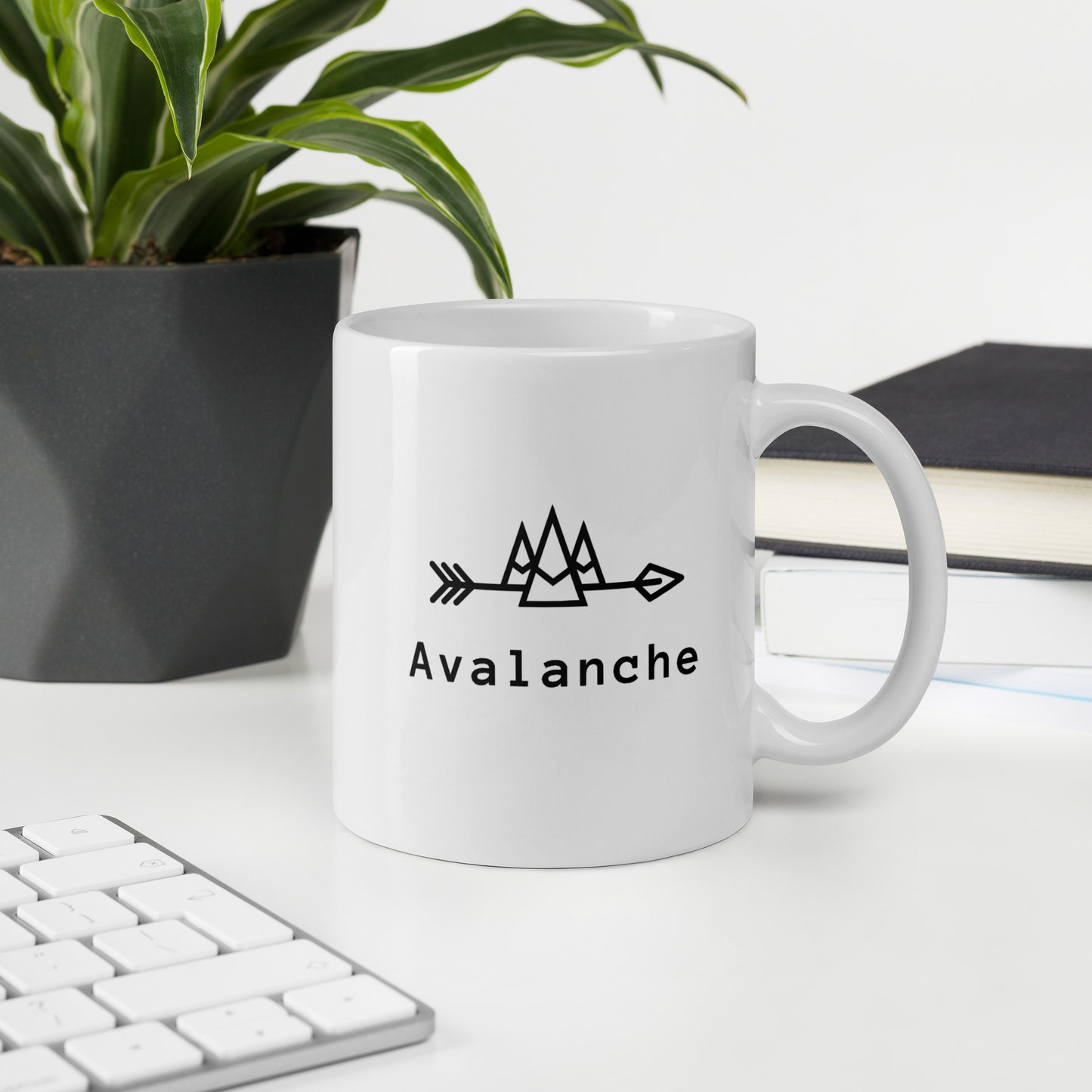 White Mug with Black Avalanche Logos