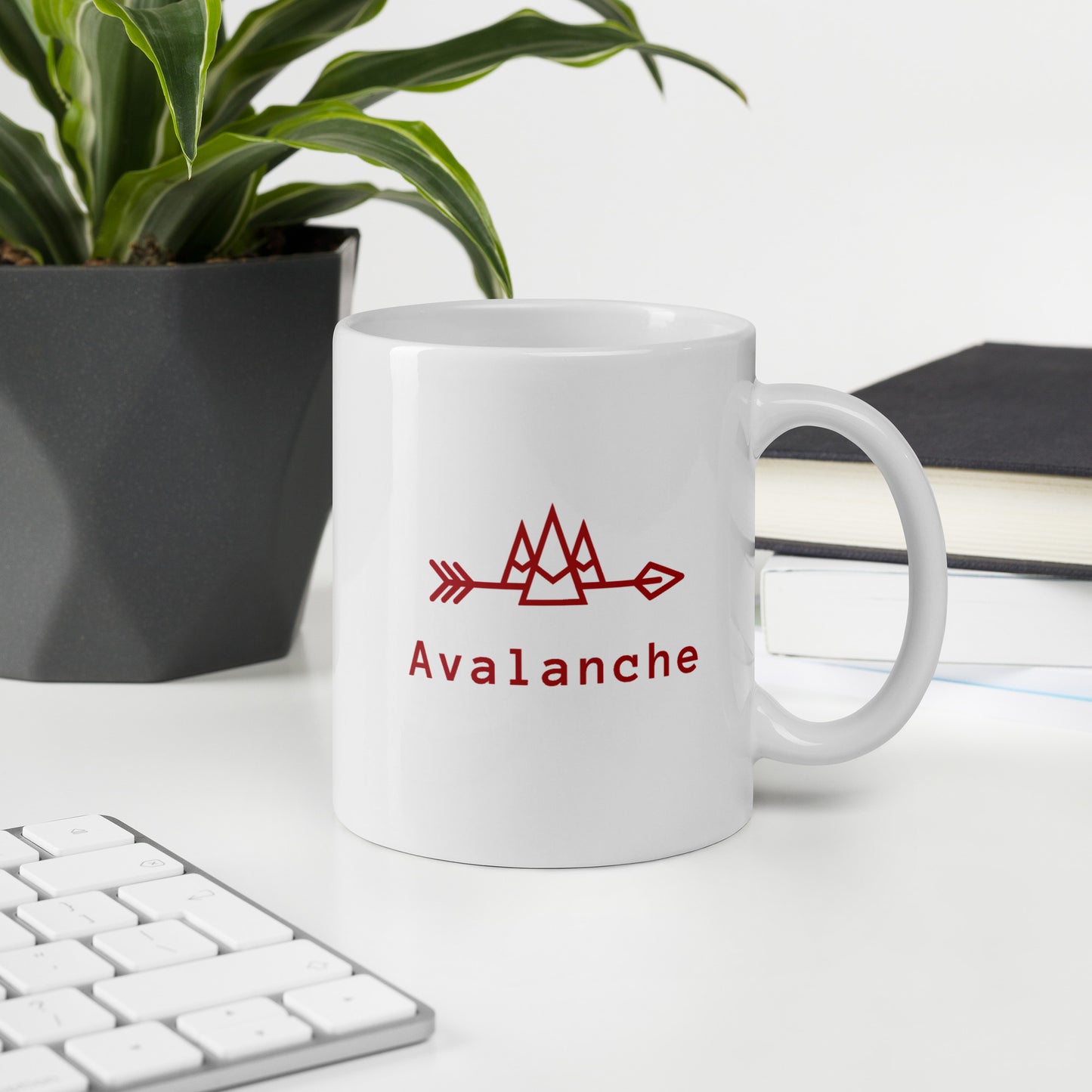 White Mug with Red Avalanche Logos