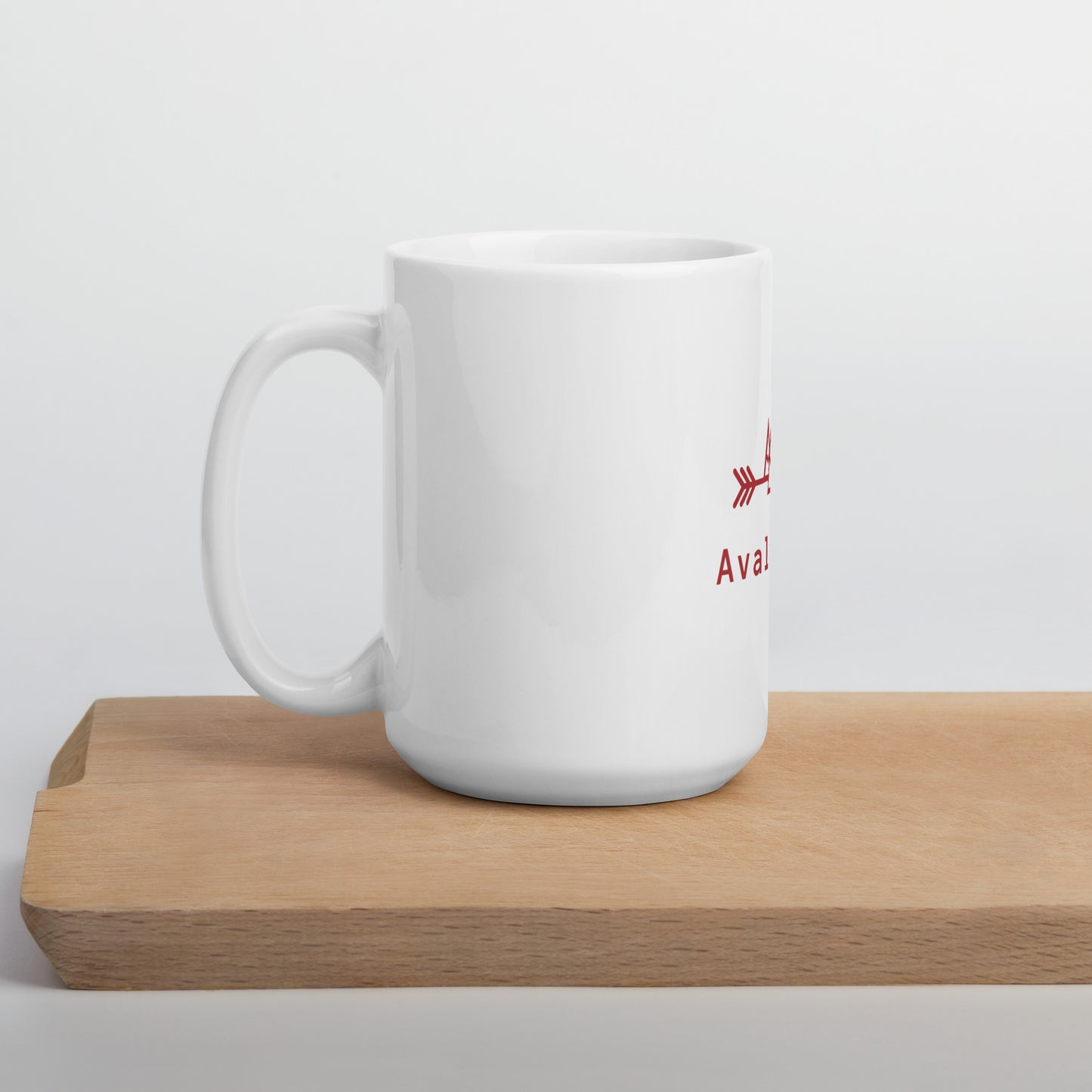 White Mug with a Central Red Avalanche Logo