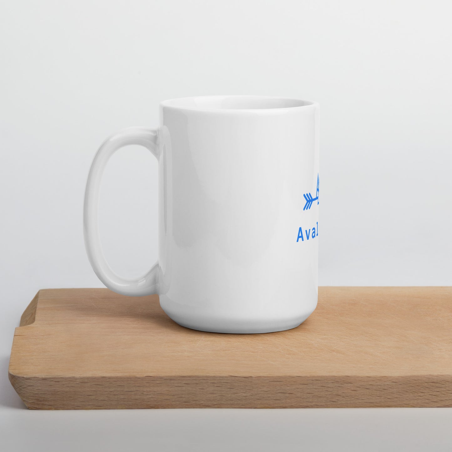 White Mug with a Central Blue Avalanche Logo