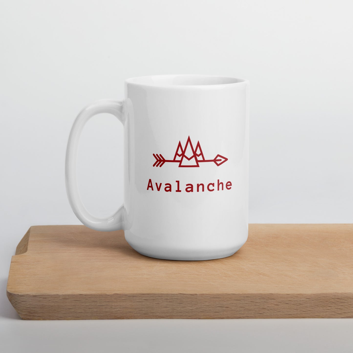 White Mug with Red Avalanche Logos