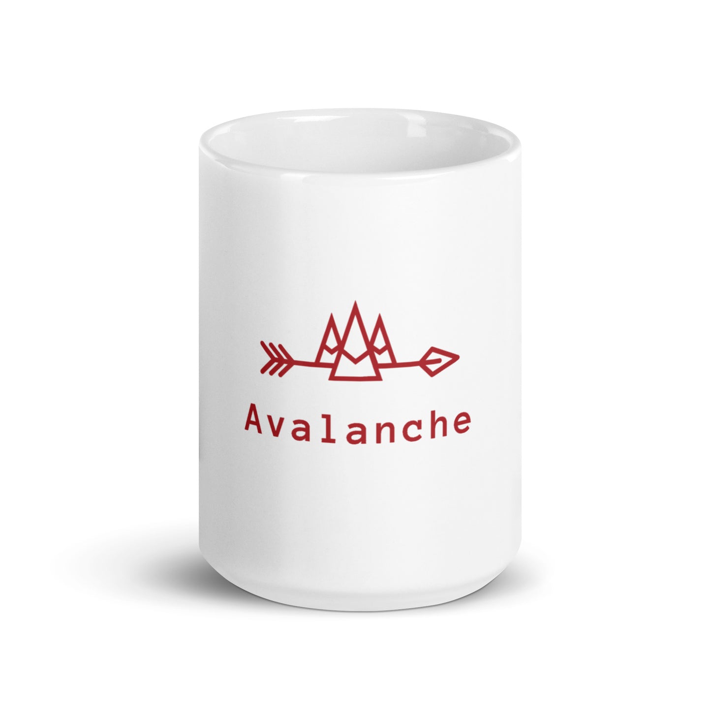 White Mug with a Central Red Avalanche Logo