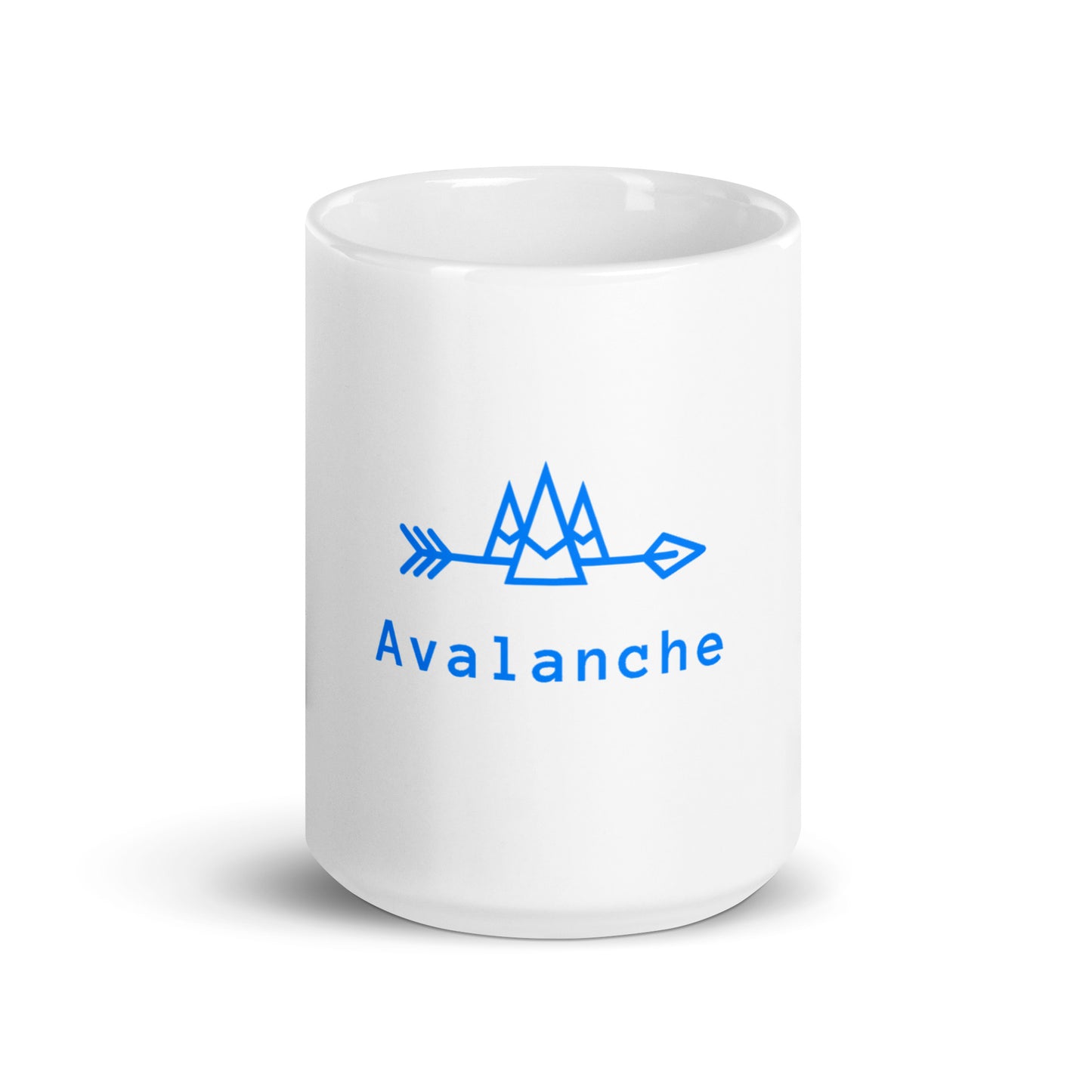 White Mug with a Central Blue Avalanche Logo