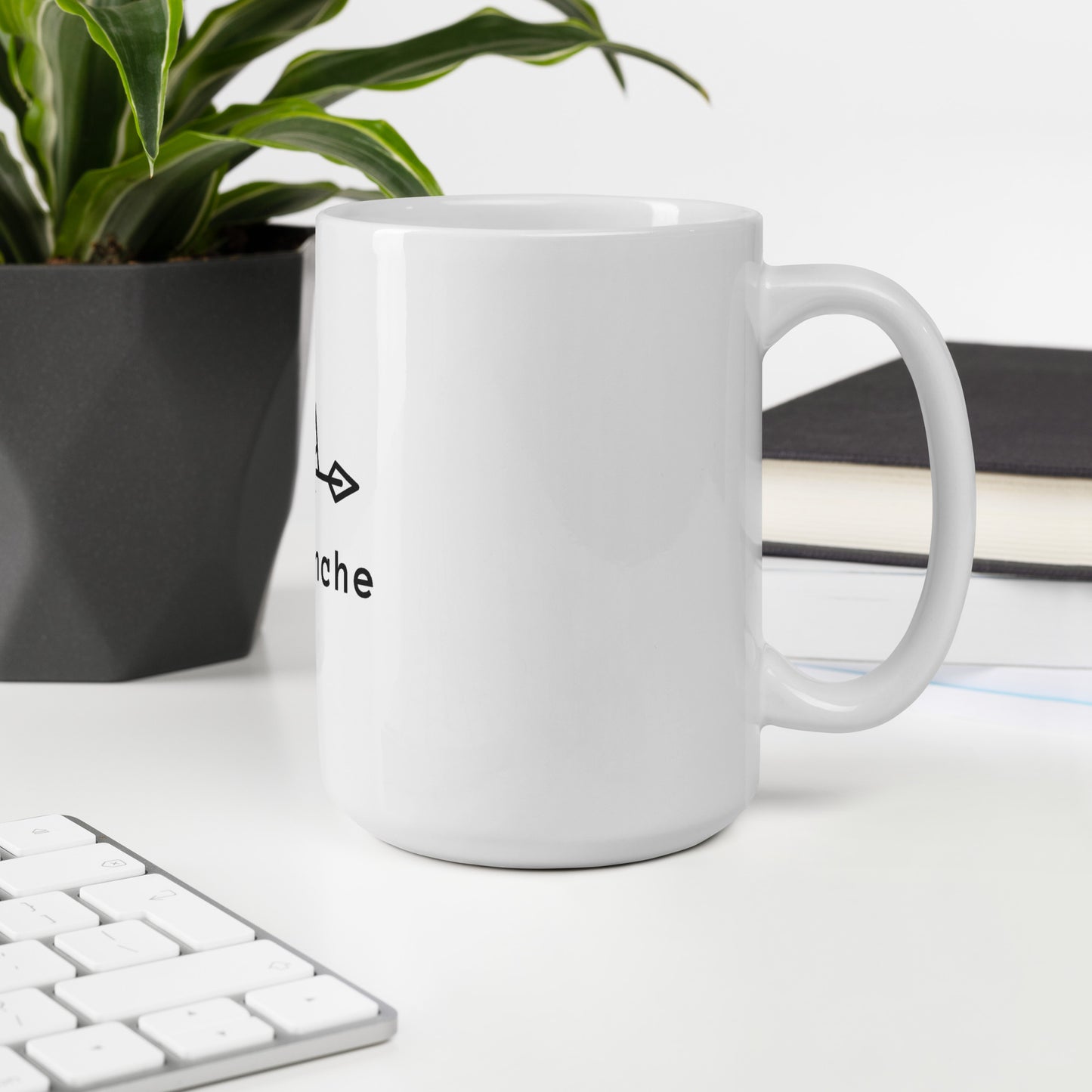 White Mug with a Central Black Avalanche Logo