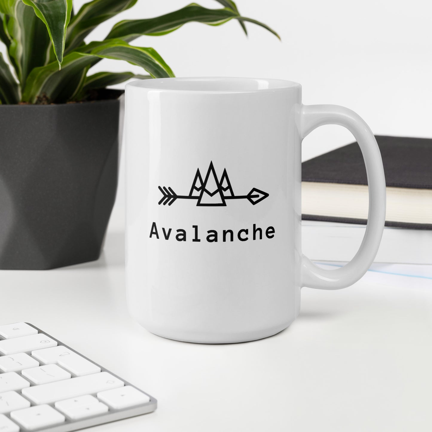 White Mug with Black Avalanche Logos