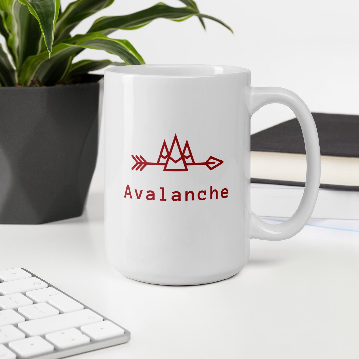 White Mug with Red Avalanche Logos